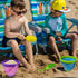 POUYRBA Set 3Pcs Collapsible Beach Bucket and Shovel for Kids, Foldable Sand Toys with Mesh Bag, Portable Sand Buckets