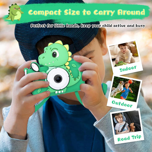 Dinosaur Toys Camera for Kids - Digital Camera for Boys Age 3-8, Cute Selfie Video Camera with 32GB SD Card