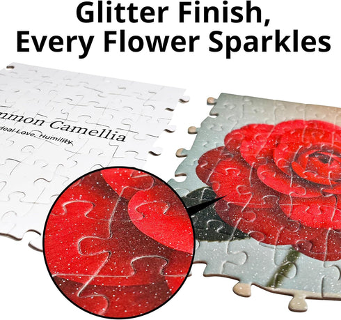 24 Pack, 1000 8 27.5 19.7 rokt&razo, Flower Speaks, Mini Pieces Floral Daily Puzzles with Glitter Finish, Full-Size
