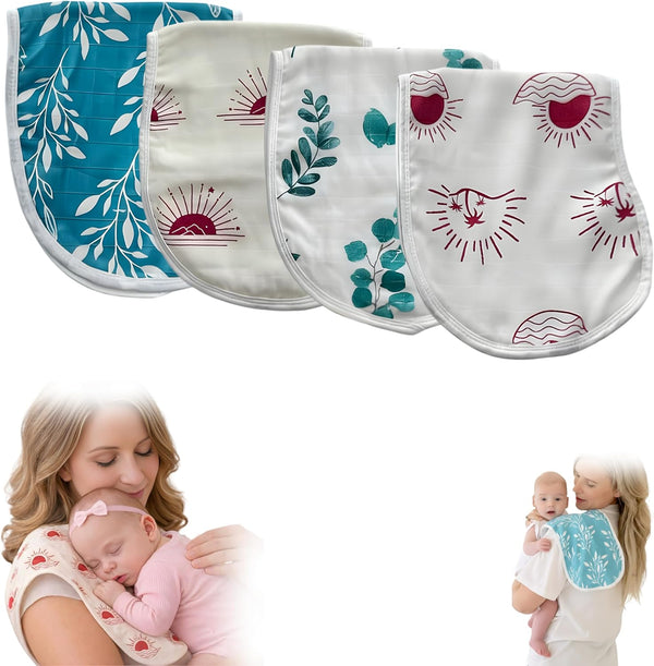 CHAKOOS 4 Pack Burp Cloths for Babies 70% Bamboo Viscose/30% Cotton Soft &
