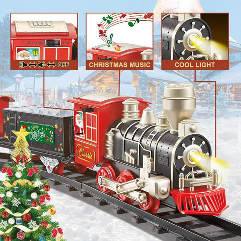 Set 4-8 20-Piece Set JQ JUQU Electric Train for Kids Ages with Lights and Music - Toy Train and Tracks for Children