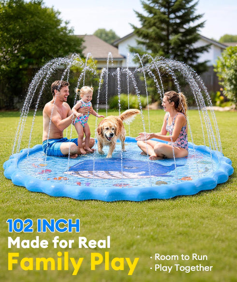 102" Summer 3-12 Splash Pad, Sprinkler & Splash Play Mat Toys for Kids Water Toys, Inflatable Wading Pool Extra Large