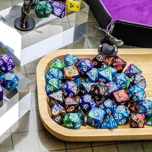 CiaraQ Polyhedral Dice Set (35 Pieces) with Black Pouches - 5 Complete Double-Colors Dice Sets for Dungeons and Dragons