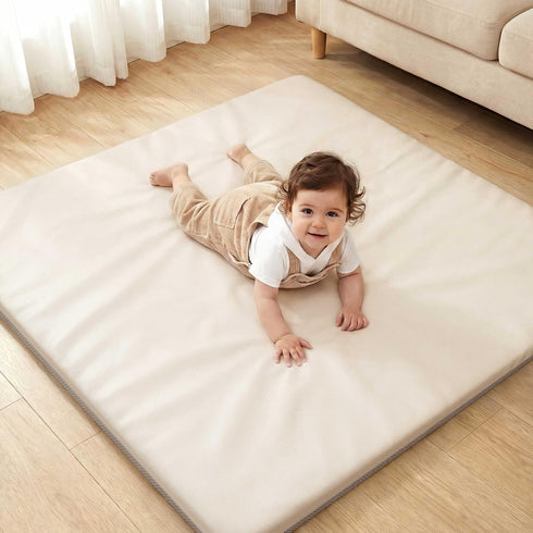 Joypony Baby Play Mat for Floor 50x50, 1.5 Thick Vegan Leather Crawling