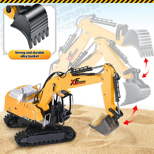 13 3-5 4-7 8-12 2.4Ghz Shemira Remote Control Excavator, Channel RC Excavator Toy for Boys Year Old, RC Construction