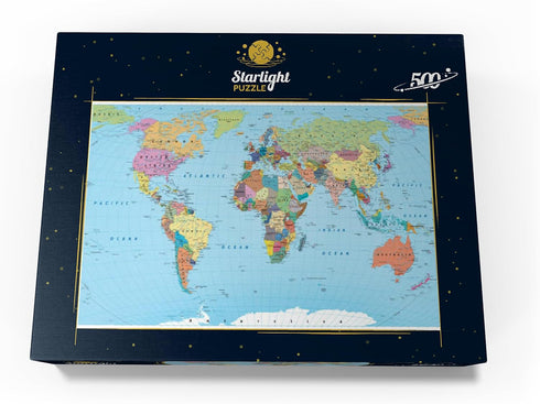 MyPuzzle Color World Map - Premium 500 Piece Jigsaw Puzzle for Adults, Borders, Countries, Roads, Cities