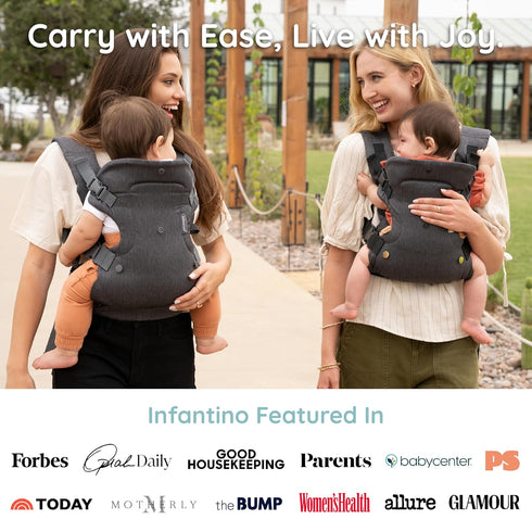 4-in-1 735 lbs, Infantino Flip Luxe Convertible Baby Carrier, Ergonomic Infant to Toddler Carrier, Updated Lumbar