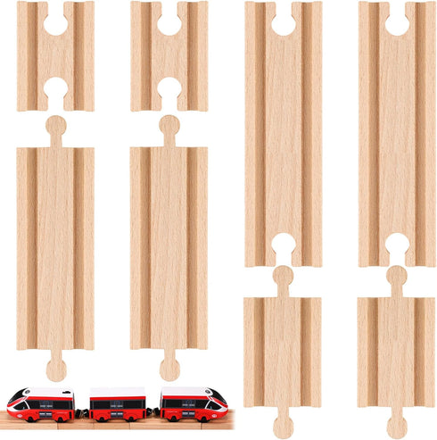 Liliful Pack of 8 Wood Train Track Expansion Packs Compatible with Most