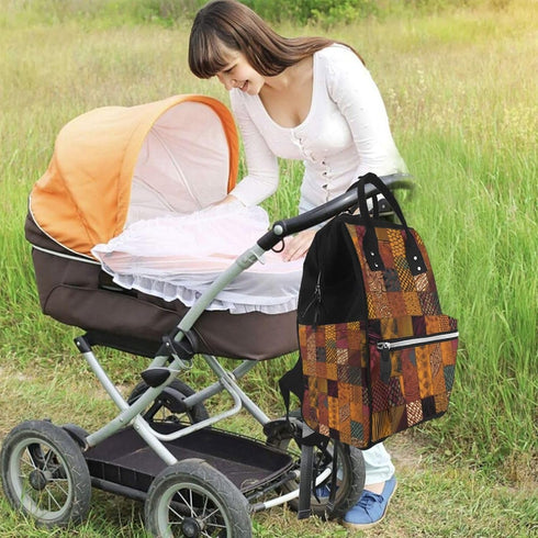 FHEDVBN Backpack Mummy Backpacks Daypack African Style Patchwork Diaper Bag for Women Multifunction Waterproof for Mom
