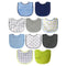 Neat Solutions 10 Pack Water Resistant Bib Set in Blue/Grey Assorted, 10 Count, 0+ Months