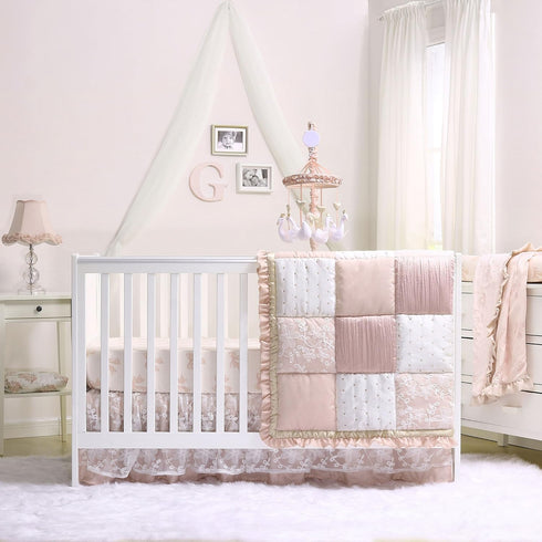 The Peanutshell Grace Floral Fitted Crib Sheet for Baby Girls