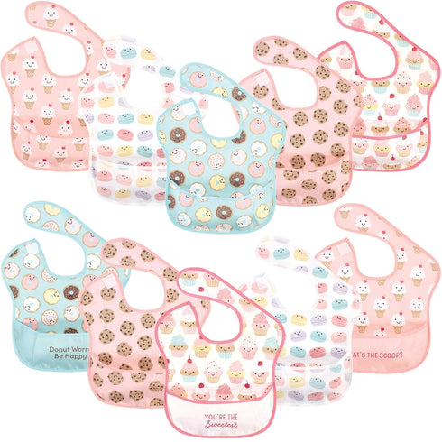 Hudson Baby Unisex Baby Waterproof Polyester Bibs, Feeder, Sweetest Cupcake