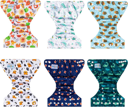Pack 13 5-12lbs 6 Pack 6pcs babygoal Newborn Cloth Diapers of for Preemie Boy, Cloth Diaper Covers with Inserts and Wet