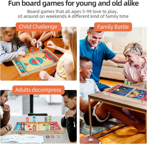 '-10 1 3+ QZMTOY Large Fast Sling Puck Game Air Hocky Table Game Bowling Games in Family Games for Boys