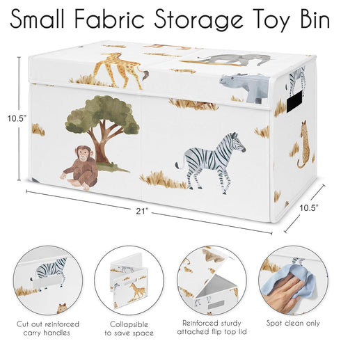 Sweet Jojo Designs Jungle Animals Small Fabric Toy Bin Storage Box Chest Baby Nursery Kids Room Dark Hunter Green