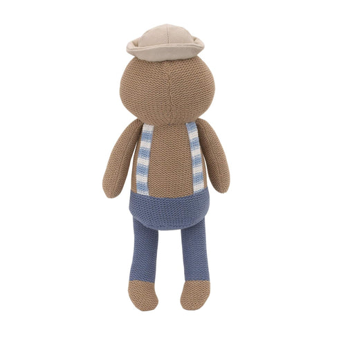 Cuddle Me Scottie The Sloth, 12" Grey & Blue Knit Plush Stuffed Animal, Grey, Blue, Red