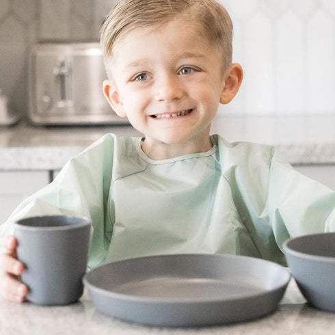 2-Pack Charcoal,2-4Y) Tiny Twinkle Long Sleeve Bib for Babies & Toddlers | Waterproof Smock Bib for Eating | Machine