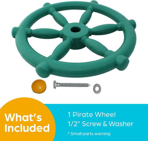 Jungle Gym Kingdom Pirate Ship Wheel for Kids Outdoor Playhouse, Treehouse, or Swingset - Green
