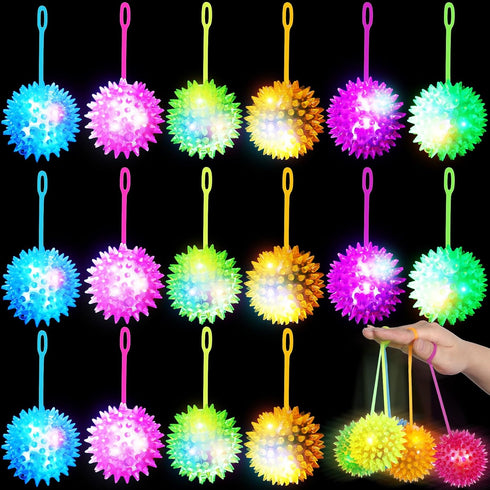 Civaner 24 Pcs Light up Balls LED Flashing Spiky Bouncy Balls 2.56