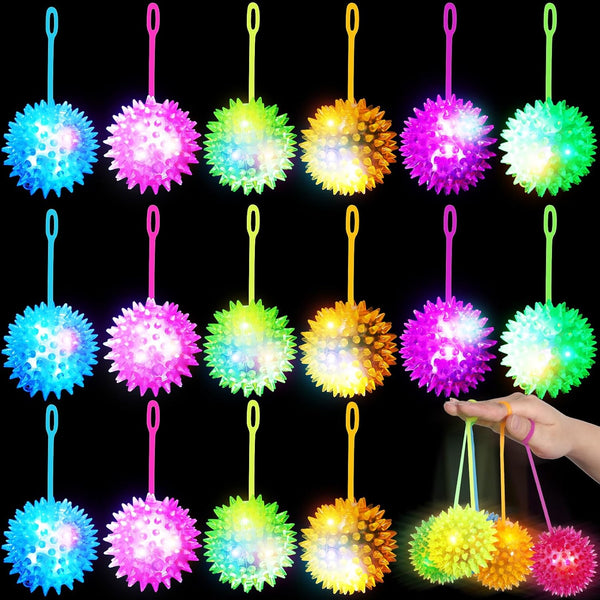 Civaner 24 Pcs Light up Balls LED Flashing Spiky Bouncy Balls 2.56