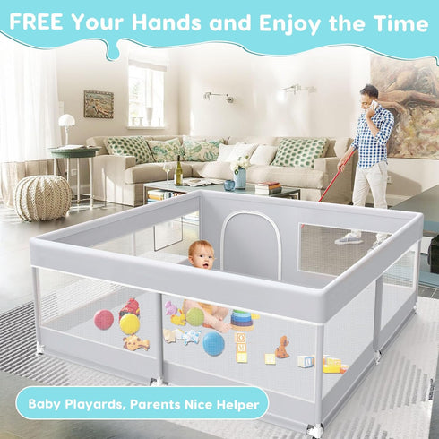 50x50 Inch Fshibila Baby Playpen, Baby Playard for Babies and Toddlers, Play Pens for Indoor & Outdoor, Sturdy Safety