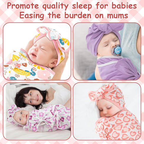 6 Pack Ramede Preemie Swaddle Blanket with Hats Sleep Swaddle for Baby Boy Girl Preemie Newborn Sacks Soft Cotton