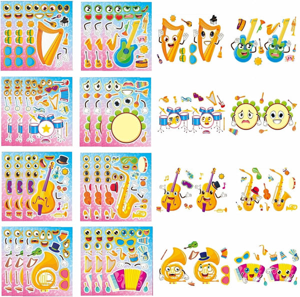 TIAMECH Make Your Own Musical Instrument Stickers - 24 Sheets Drum Guitar