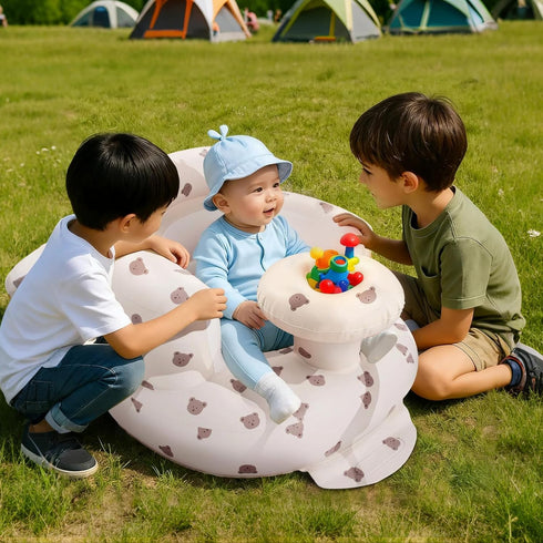 3-36 Arscniek Inflatable Baby Seat Built in Air Pump, Blow Up Baby Chair with Back Support and Tray, Sit Me Up Floor