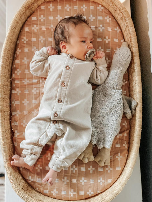 Crane Baby Stretchy Changing Pad Cover, Breathable Cover for Boys and Girls, Copper Dash, 16”w x 32”h