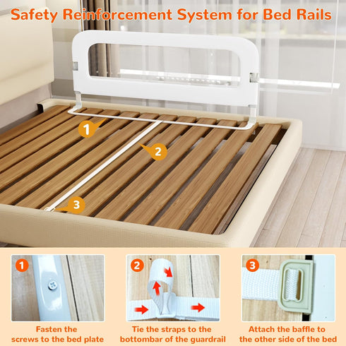 32" Bed Guard Rail for Toddlers - Adjustable Heights & Folding up Portable Bed Railing for Baby - Toddler Bed Rails
