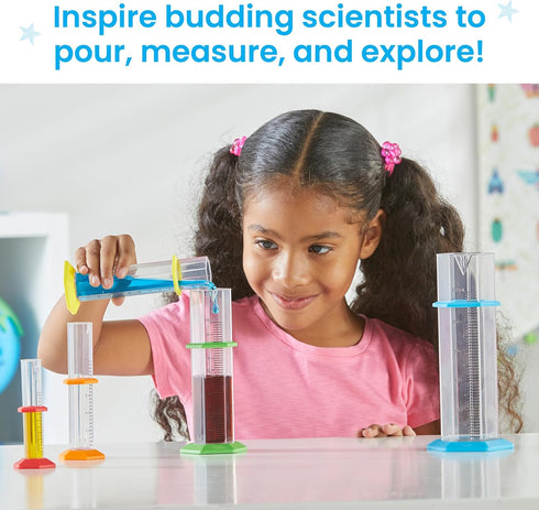 hand2mind Starter Science Graduated Cylinder Set - Science Lab Equipment for Kids, Educational Chemistry Kits (Set of 5)