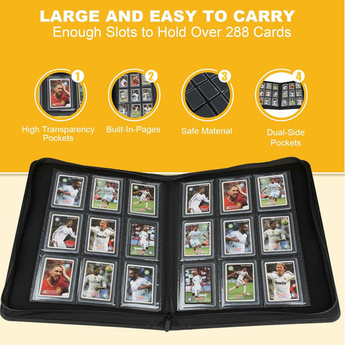Toploader Binder with 9-Pocket Pages, Hard Cases Hold up to 288 Cards for “3×4” Rigid Card Holder (Purple)