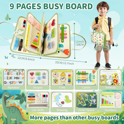 Aurasys Toddler Busy Board - Montessori Busy Book Travel Toys Sensory Board Educational Activity Book for Learning Fine