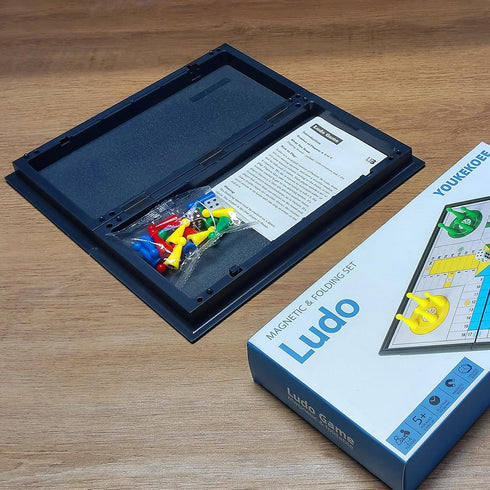 Set, 9.78 inches Ludo Board Game - Magnetic Folding Travel Suitable for Adults and Kids, Easy to Carry, in Size