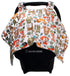 Dear Baby Gear Deluxe Baby Car Seat Canopy Cover - Tribal Woodland Forest Animals, Dot, White