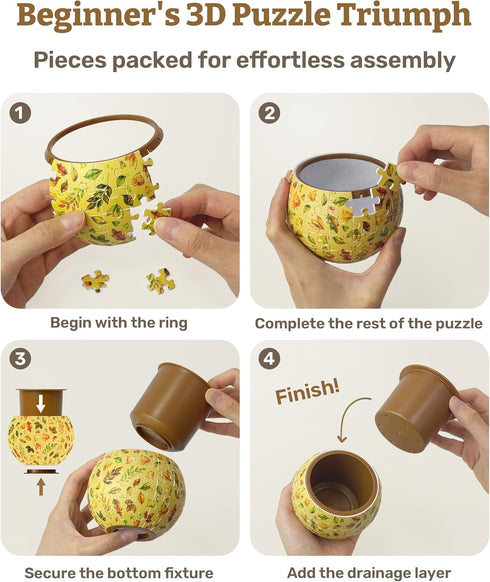 3D Puzzle Planter 80 Pieces - Flower Pot for Bird of Paradise, Home Decor for Indoor Cactus and Succulents