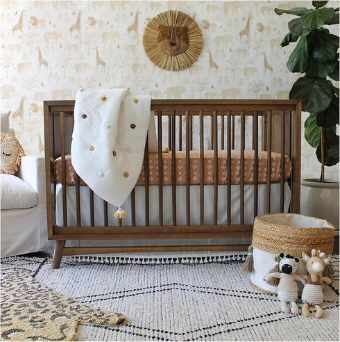 36 36, Crane Baby Blanket, x Soft Cotton Pom Pom Nursery Blanket for Boys and Girls, Cream