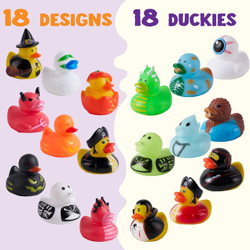 18 JOYIN PCS Halloween Rubber Ducks, Halloween Ducks for Halloween Party Favors Decorations, Rubber Duckies Baby Bath
