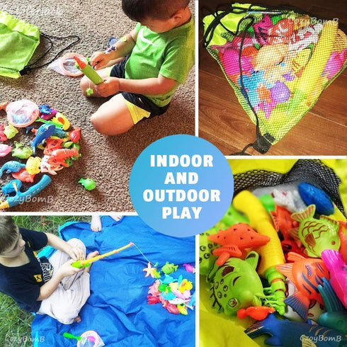 CozyBomB Set 3-5 6 4-8 Magnetic Fishing Toys Game for Kids | Water Table Bathtub Kiddie Pool Party Pole Rod Net