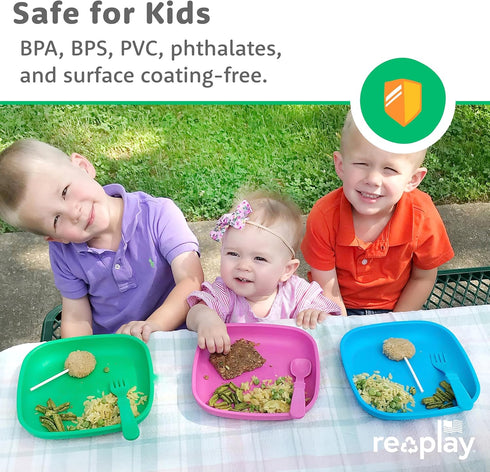 Re-Play A Princess Toddler Plates Set of 3 - 22 Oz. Deep-Walled Flat Kids Plates - Dishwasher & Microwave Safe - Made