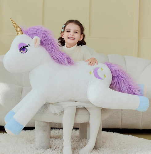 IKASA Giant Unicorn Stuffed Animal Plush Toy - 43" Jumbo Cute Fluffy Oversized Plushie, Gifts for Kids Girls