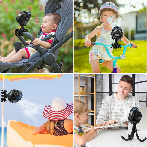 COMLIFE 2026 Summer Upgraded Misting Baby Stroller Fan Rechargeable, Flexible Tripod Clip for Car Seat Crib, Baby