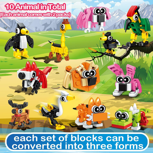 HLXGFCAI 20PCS Party Favors for Kids, Animal Building Blocks, Goodie Bag Stuffers, Classroom Prizes Bulk Toys Birthday