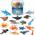 16 Playset Liberty Imports Bucket of Ocean Sea Animals Toys - PCS Large Underwater Deep Sea Creaures, Realistic Soft