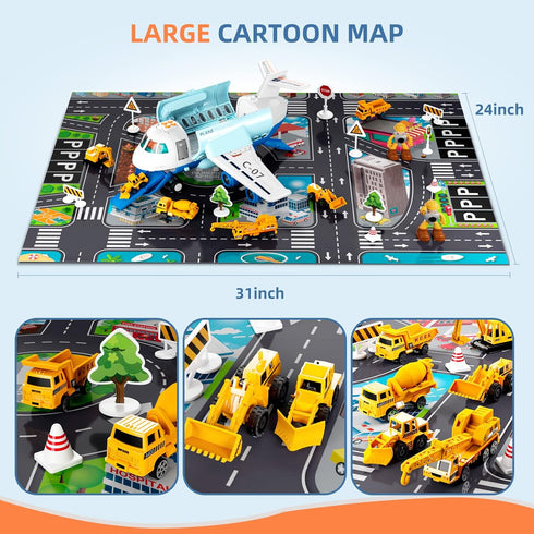 Set, Set Transport Cargo Airplane, Large Theme Airplane Toy Educational Toy Vehicle Play with Smoke Sound and Light