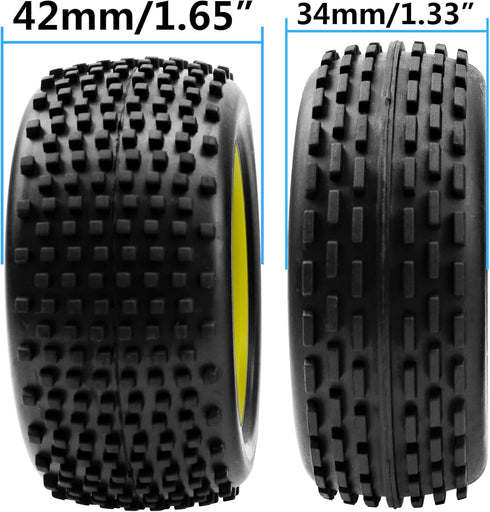 4Pcs HIRCQOO OD 88mm Front Rear Rubber Tire & Plastic Wheel Rims 12mm Hex Compatible with Redcat Shockwave HPI