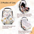3in1Multi-use Floral Baby Car Seat Cover for Girl,Infant Carseat Canopy Sun CoverBaby Carrier Cover with Zipped Peep