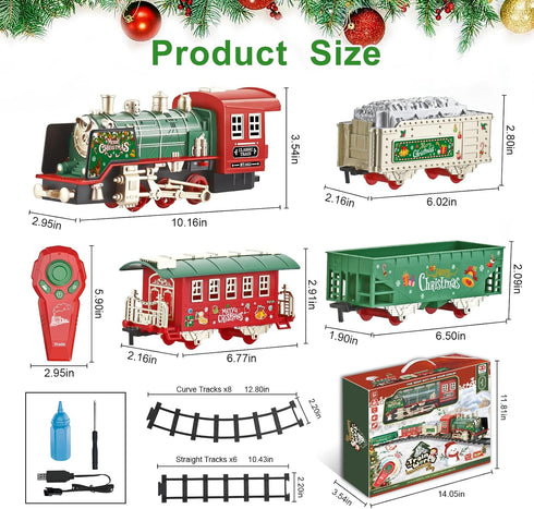 Set 3-8 JQ JUQU Remote Control Electric Train with Real Steam, Lights & Sound, Toy Train for Kids Ages with Complete