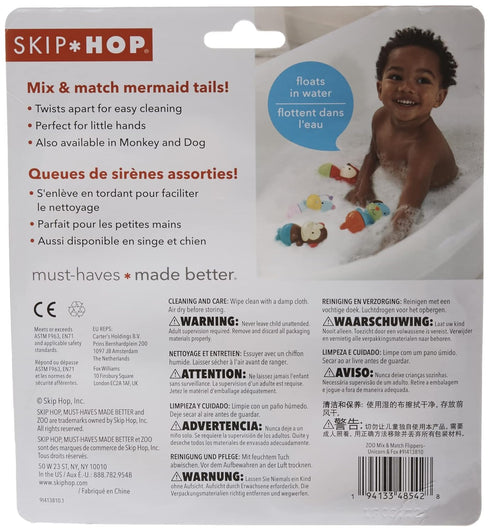 Skip Hop Baby Bath Toy, Mix & Match Flippers - Unicorn & Fox Design
