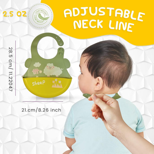 Silicone Baby Bibs for Babies & Toddlers (6-72 months) - 2 Pack Silicone Bibs for Boys & Girls, Baby Shower Gifts